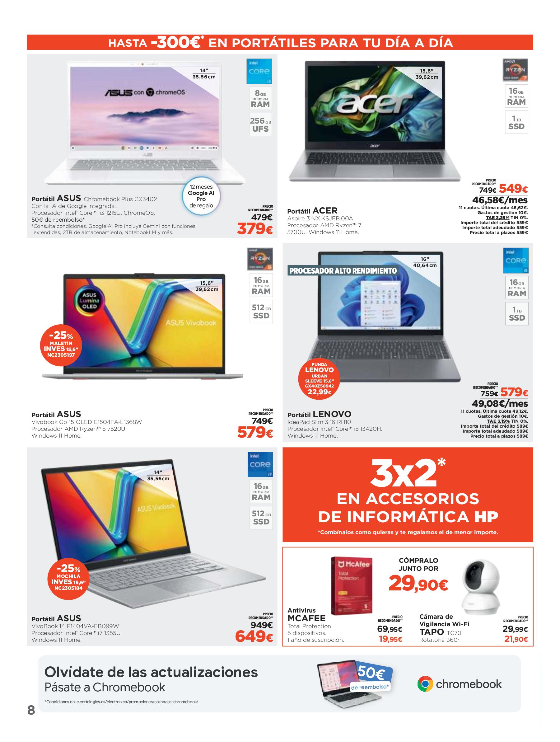 Los tecnoprecios: ofertas con financiación fácil El Corte Inglés. Página 08