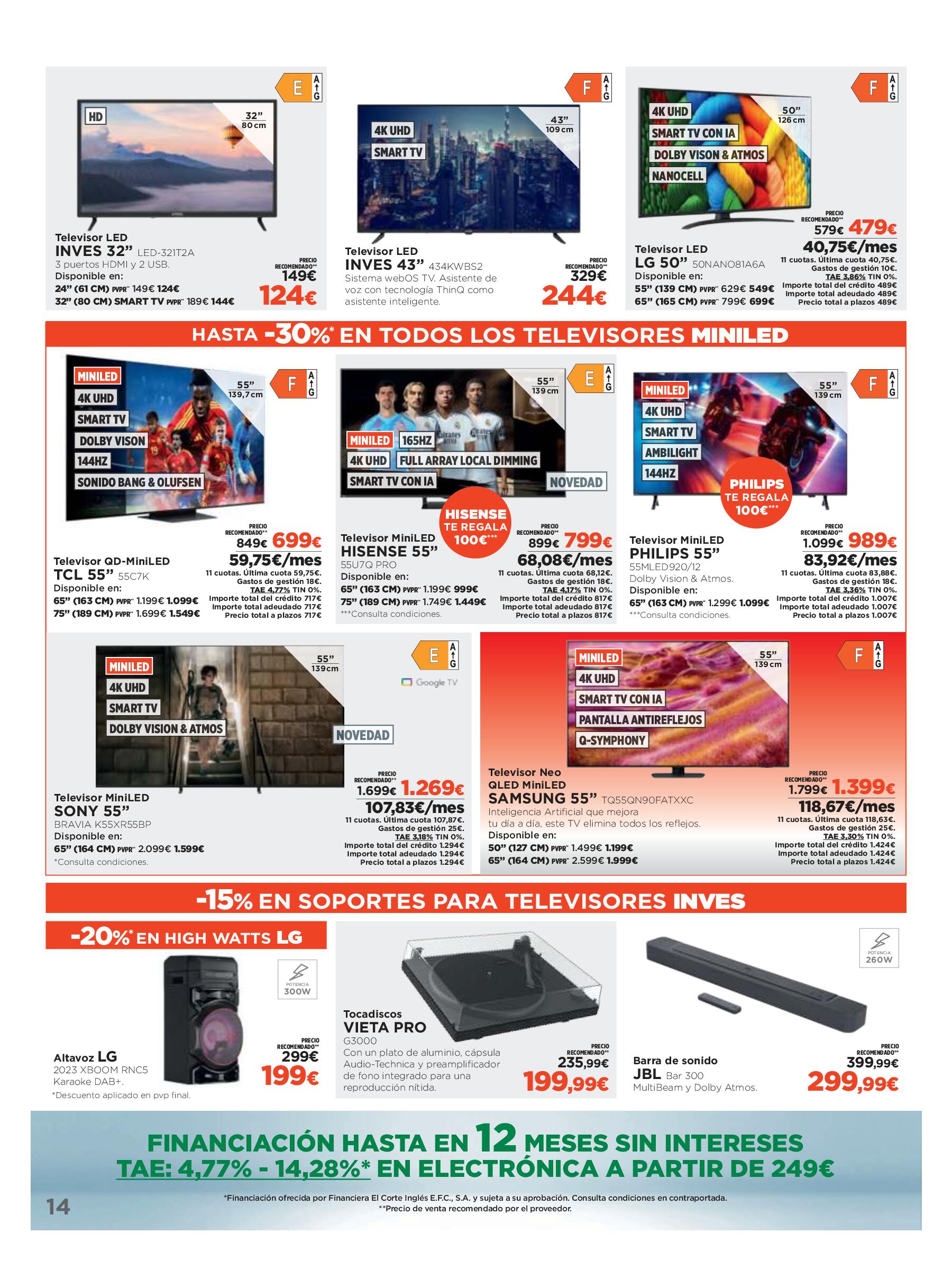 Los tecnoprecios: ofertas con financiación fácil El Corte Inglés. Página 14