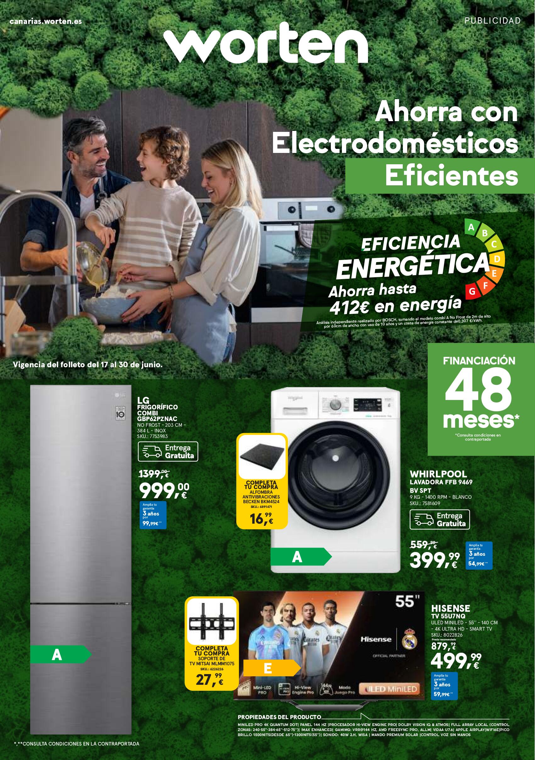 Ahorra con electrodomésticos eficientes Worten. Página 01