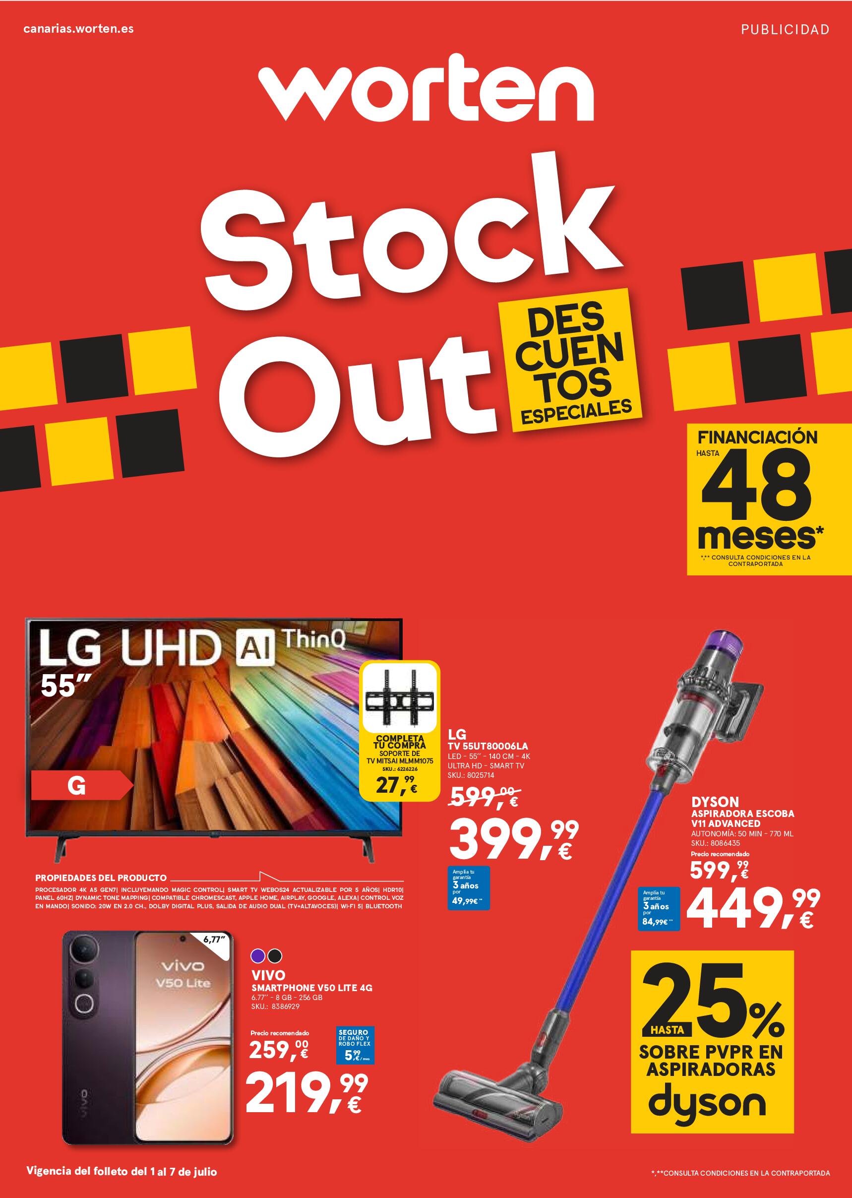 Stock out: descuentos especiales Worten. Página 01