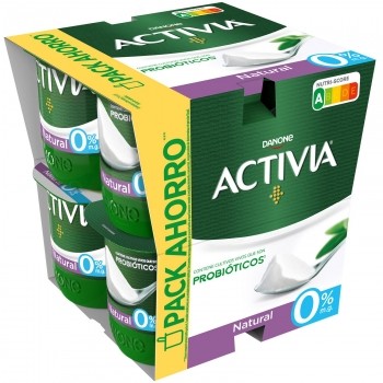 Bífidus desnatado natural Danone Activia pack de 8 unidades de 120 g.